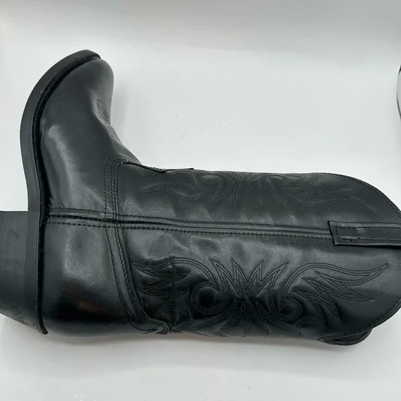 Laredo Boots 4240 Paris Lea Vamp Fox & Front Shaft Cowboy Black Leather Sz 9 - Picture 7 of 13